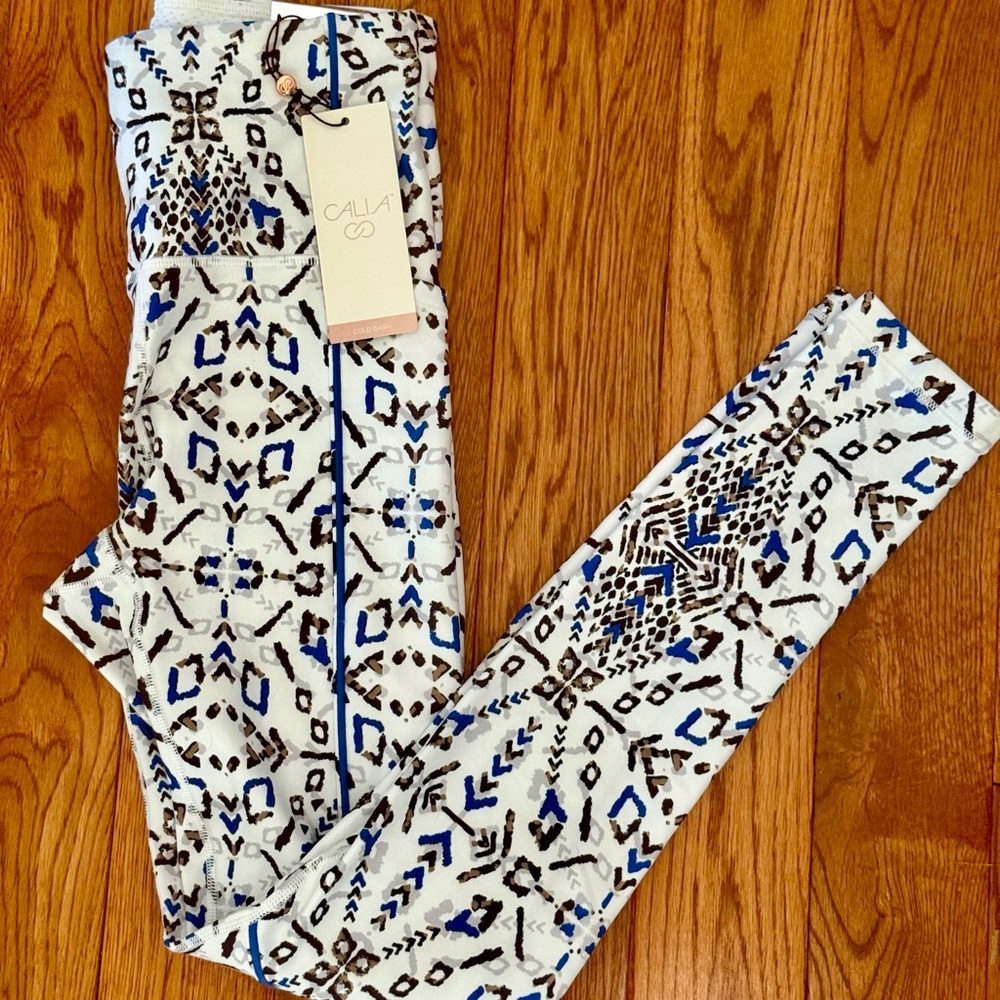 CALIA by Carrie Underwood Blue and Black Patterned Leggings